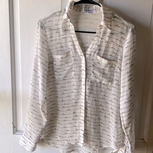 Sheer EXPRESS TOP. CREAM AND BLACK WITH LOVE ❤️ PRINTED ON IT.